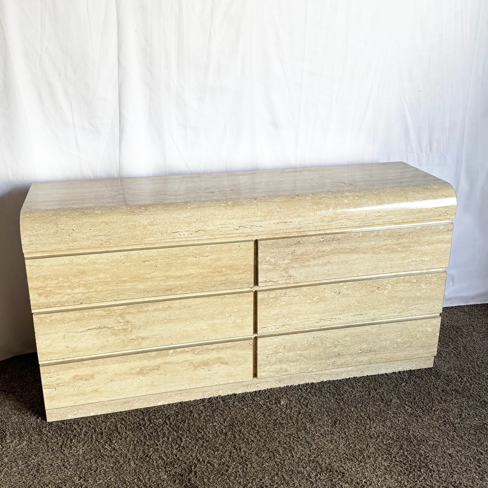 vintage waterfall dresser Postmodern Travertine Waterfall Dresser – Dolphin & Flamingo