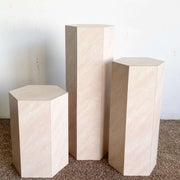 Postmodern Lavender Textured Laminate Hexagonal Nesting Side Tables/Pedestals - Dolphin & Flamingo