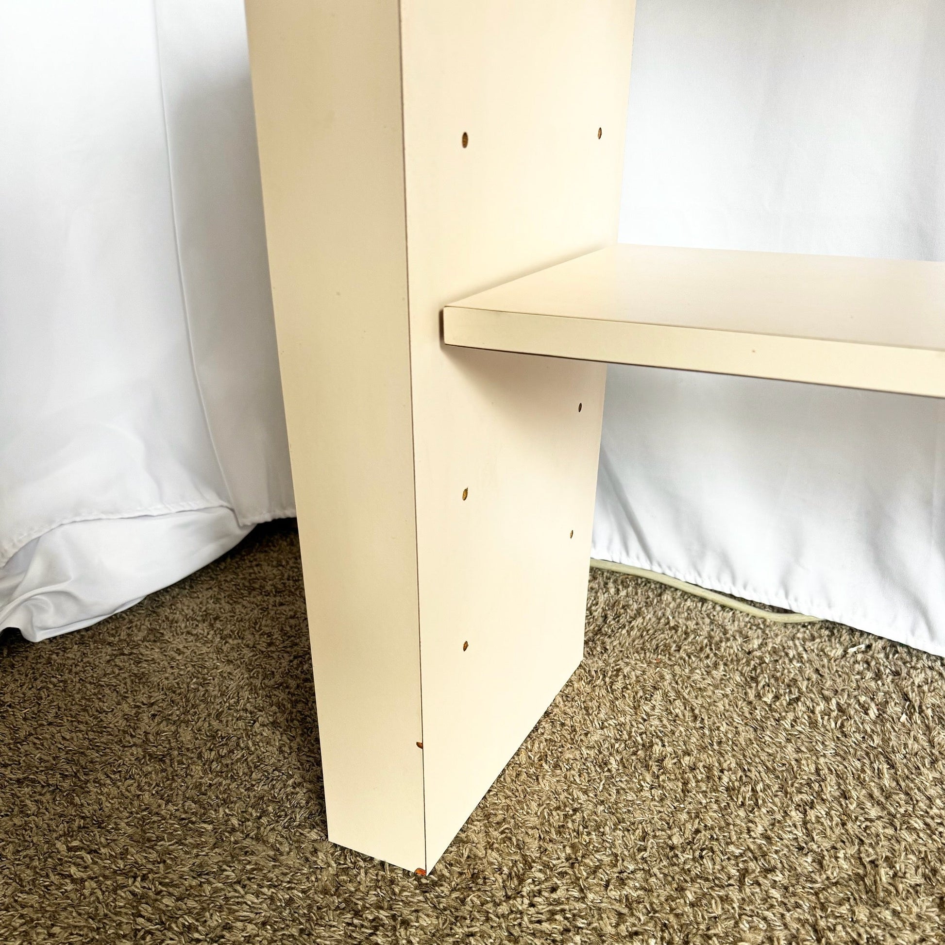 Postmodern Light Pink Laminate Waterfall Console With Adjustable Shelf - Dolphin & Flamingo