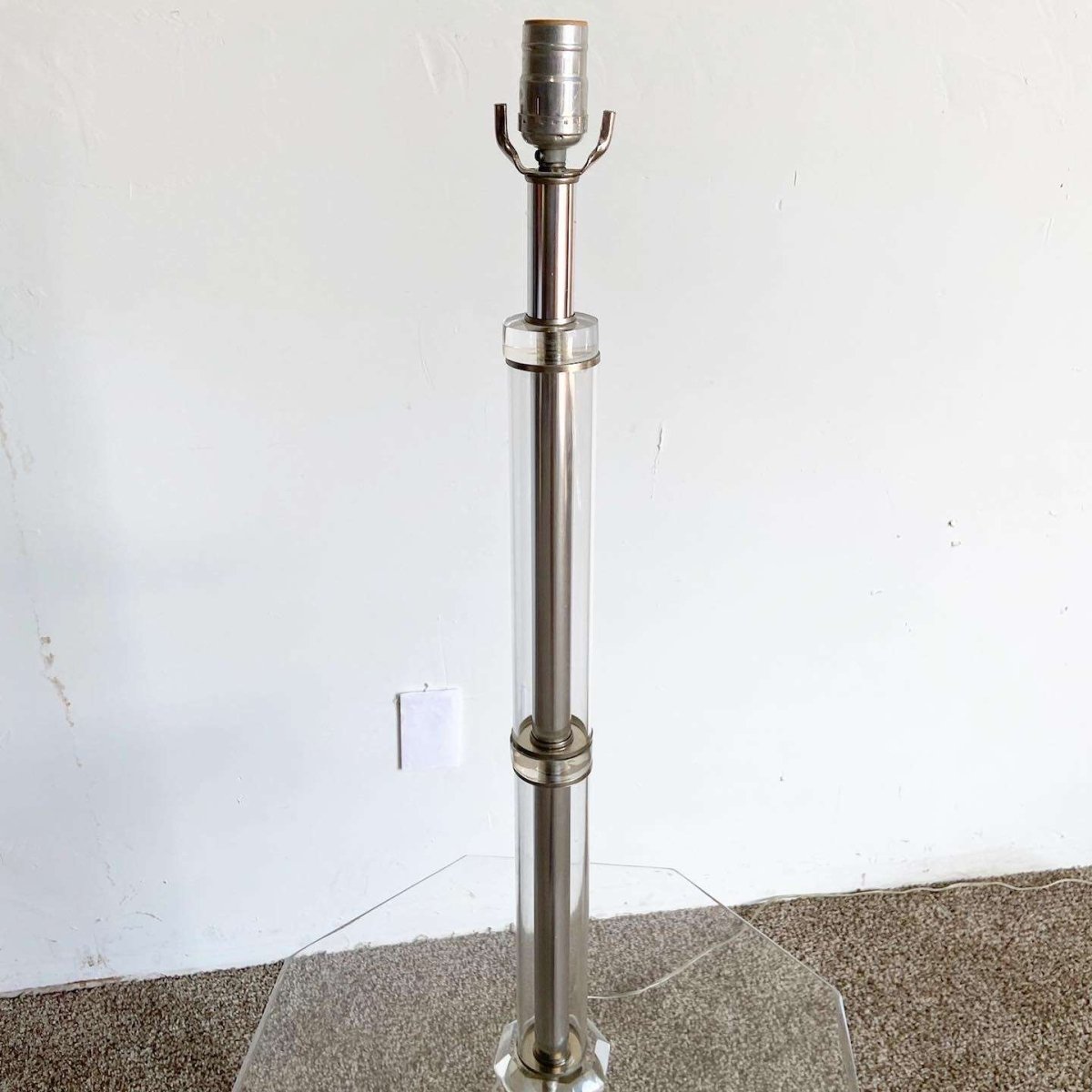 Postmodern Lucite Floor Lamp/Table/Magazine Rack - Dolphin & Flamingo