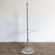 Postmodern Lucite Floor Lamp/Table/Magazine Rack - Dolphin & Flamingo