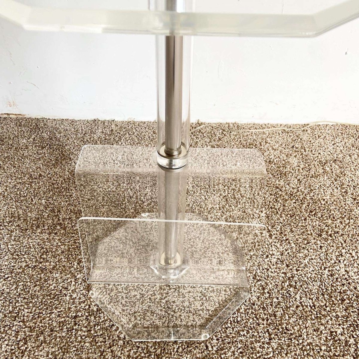 Postmodern Lucite Floor Lamp/Table/Magazine Rack - Dolphin & Flamingo