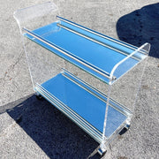 Postmodern Lucite Mirrored Bar Cart - Dolphin & Flamingo