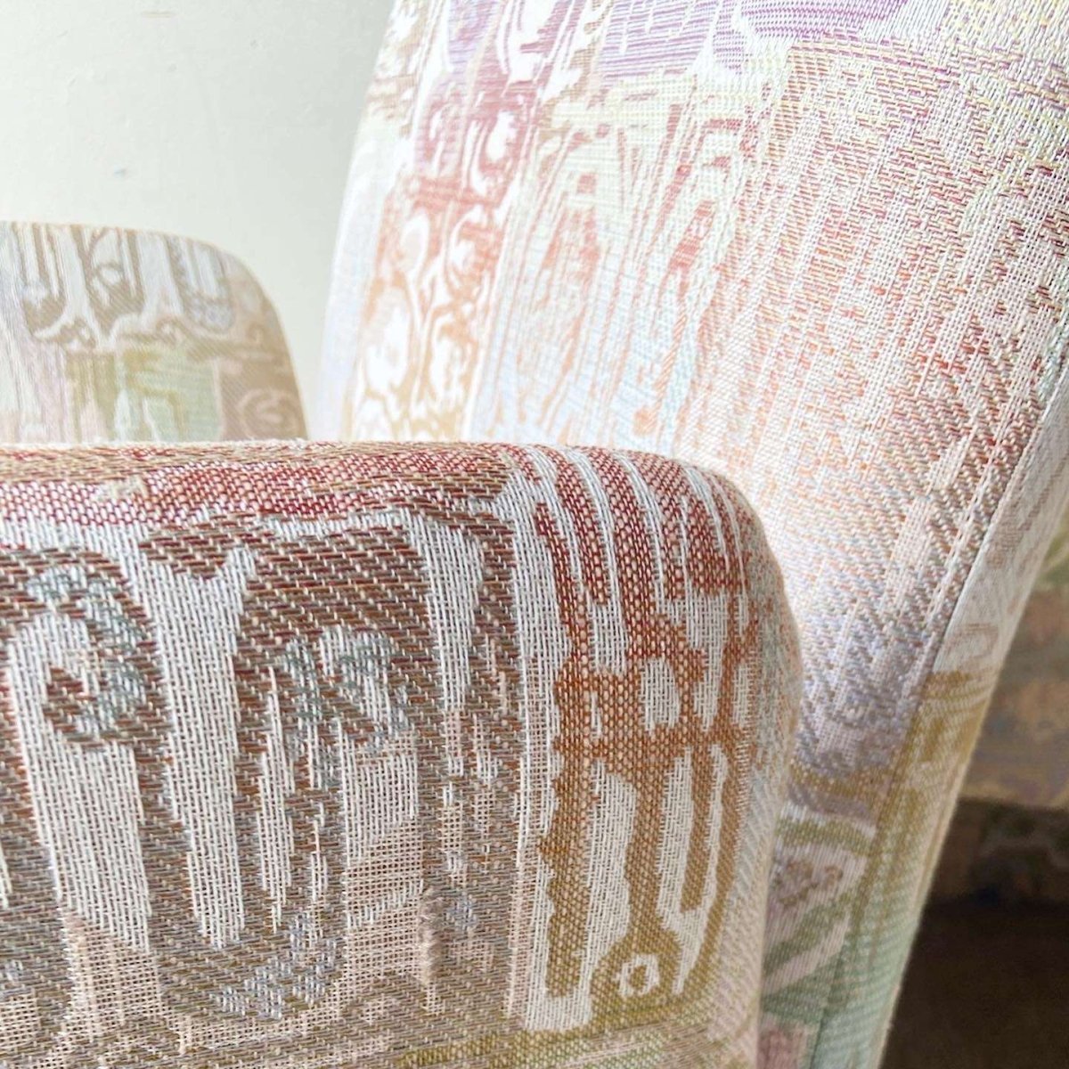 Postmodern Multicolored Sculpted Armchairs With Ottoman - Dolphin & Flamingo