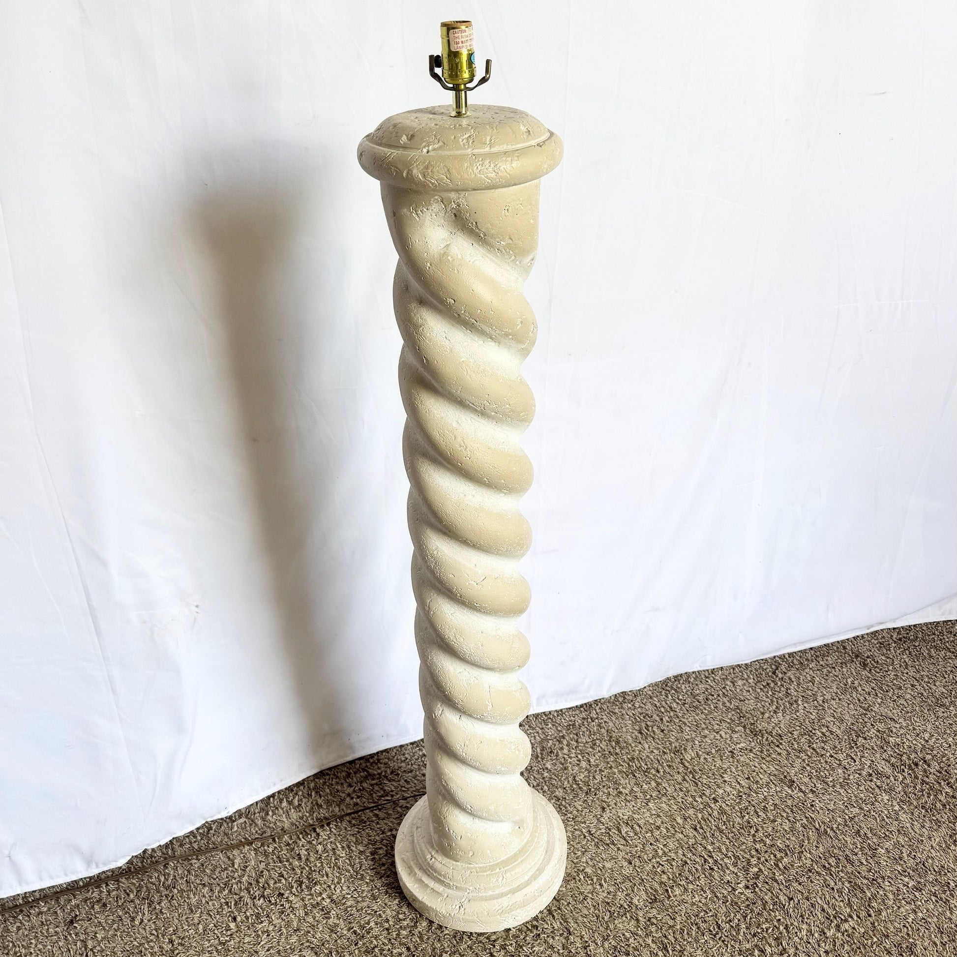 Postmodern Painted Plaster Swirl Pillar Floor Lamp - Dolphin & Flamingo