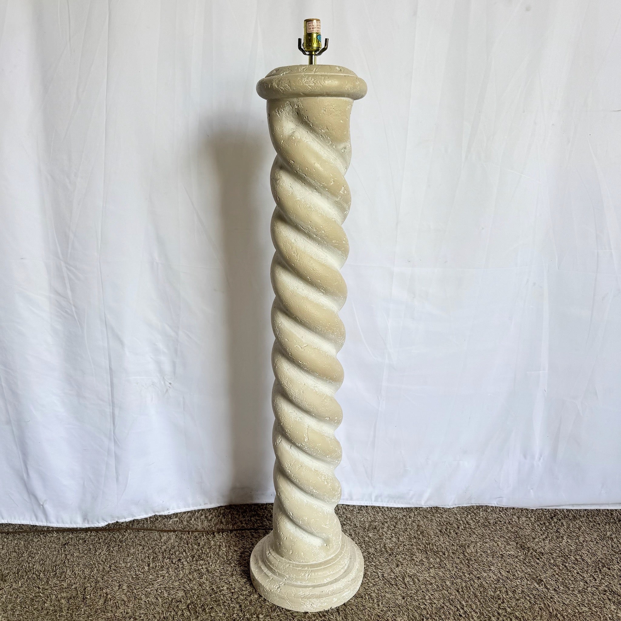 Postmodern Painted Plaster Swirl Pillar Floor Lamp - Dolphin & Flamingo