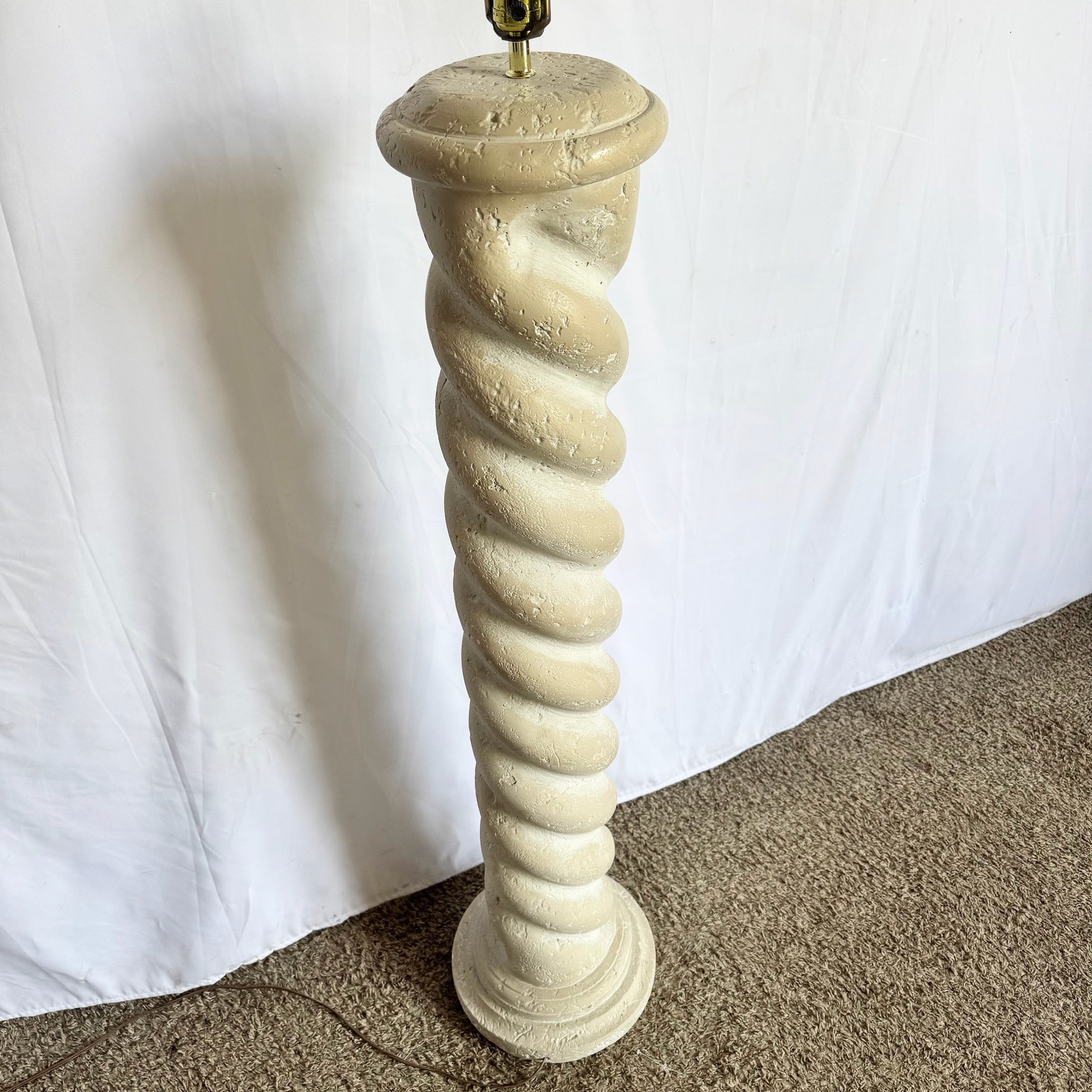 Postmodern Painted Plaster Swirl Pillar Floor Lamp - Dolphin & Flamingo