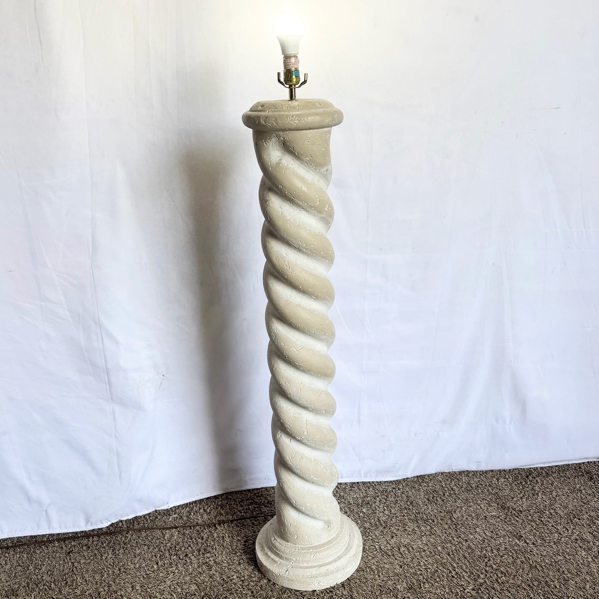 Postmodern Painted Plaster Swirl Pillar Floor Lamp - Dolphin & Flamingo