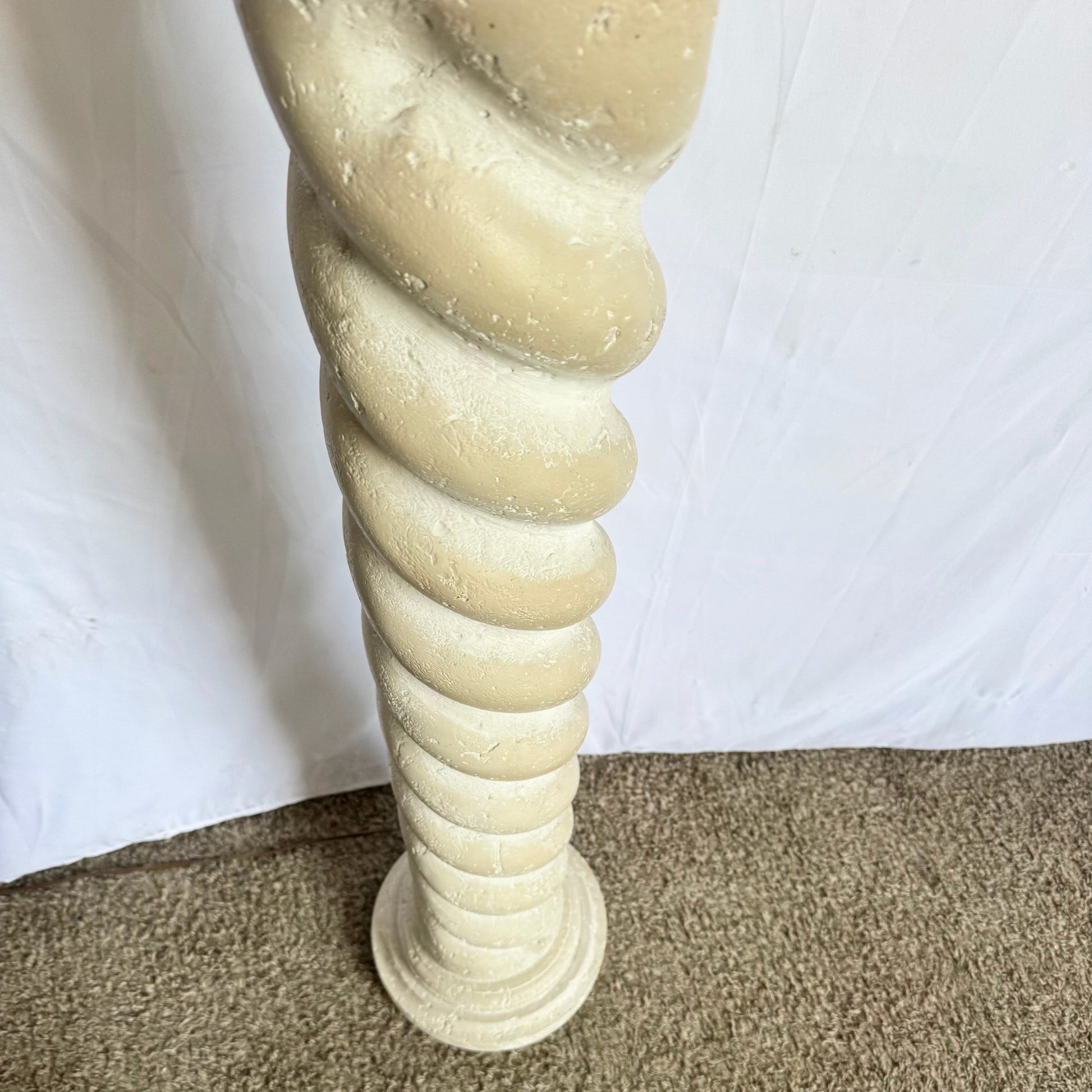 Postmodern Painted Plaster Swirl Pillar Floor Lamp - Dolphin & Flamingo