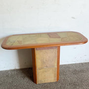 Postmodern Paul Kingma Style Slate Craft Console Table - Dolphin & Flamingo