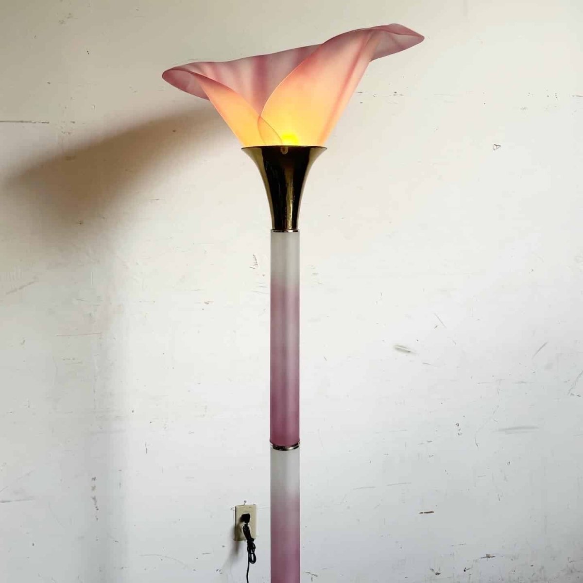 Postmodern Pink and Gold Calla Lily Floor Lamp - Dolphin & Flamingo