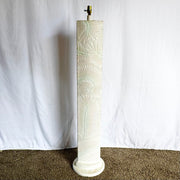Postmodern Pink and Green on White Palm Frawn Sculpted Plaster Floor Lamp - Dolphin & Flamingo