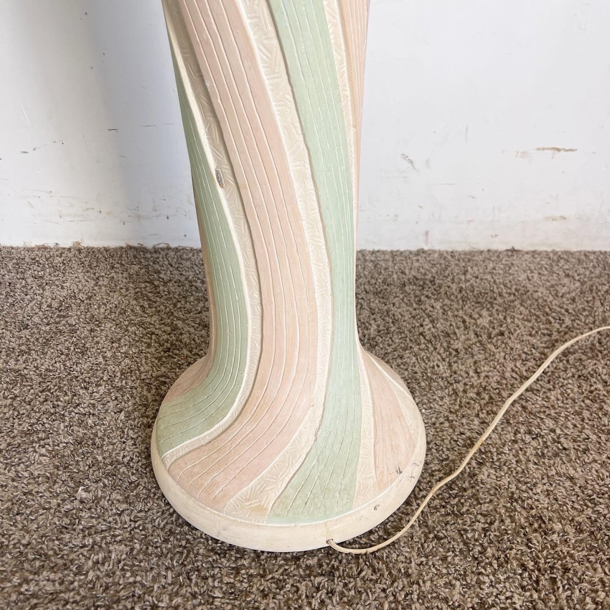 Postmodern Pink Green and Purple Swirl Textured Ceramic Floor Lamp - Dolphin & Flamingo
