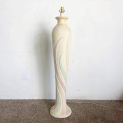 Postmodern Pink Green and Purple Swirl Textured Ceramic Floor Lamp - Dolphin & Flamingo