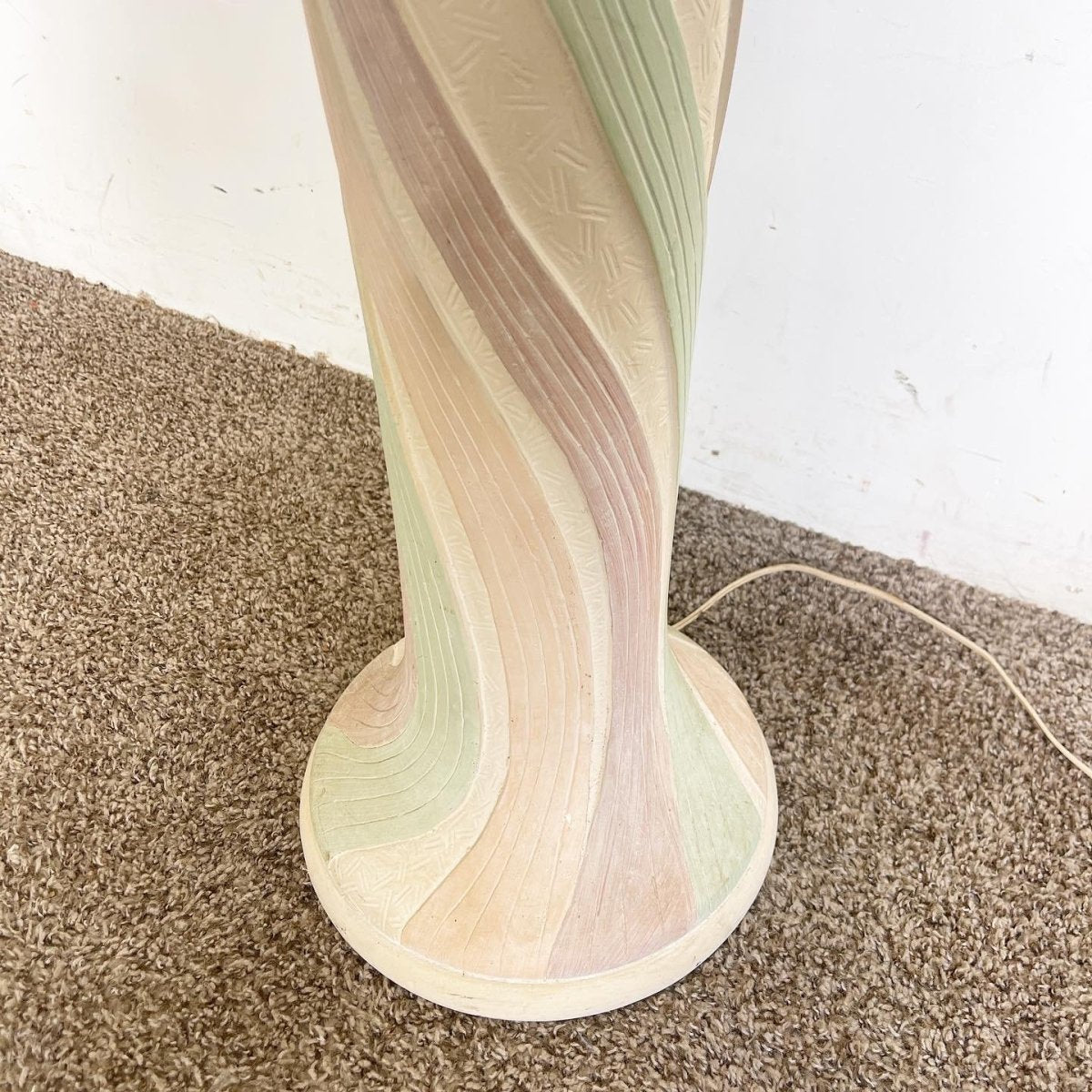 Postmodern Pink Green and Purple Swirl Textured Ceramic Floor Lamp - Dolphin & Flamingo