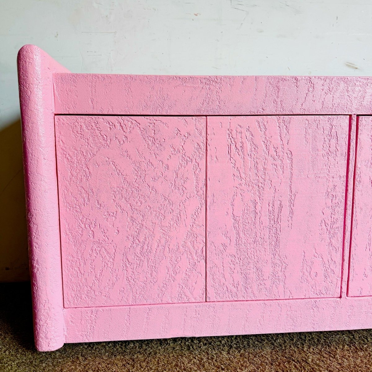 Postmodern Pink Stucco Finished Credenza - Dolphin & Flamingo