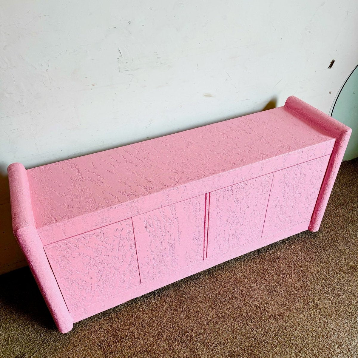 Postmodern Pink Stucco Finished Credenza - Dolphin & Flamingo