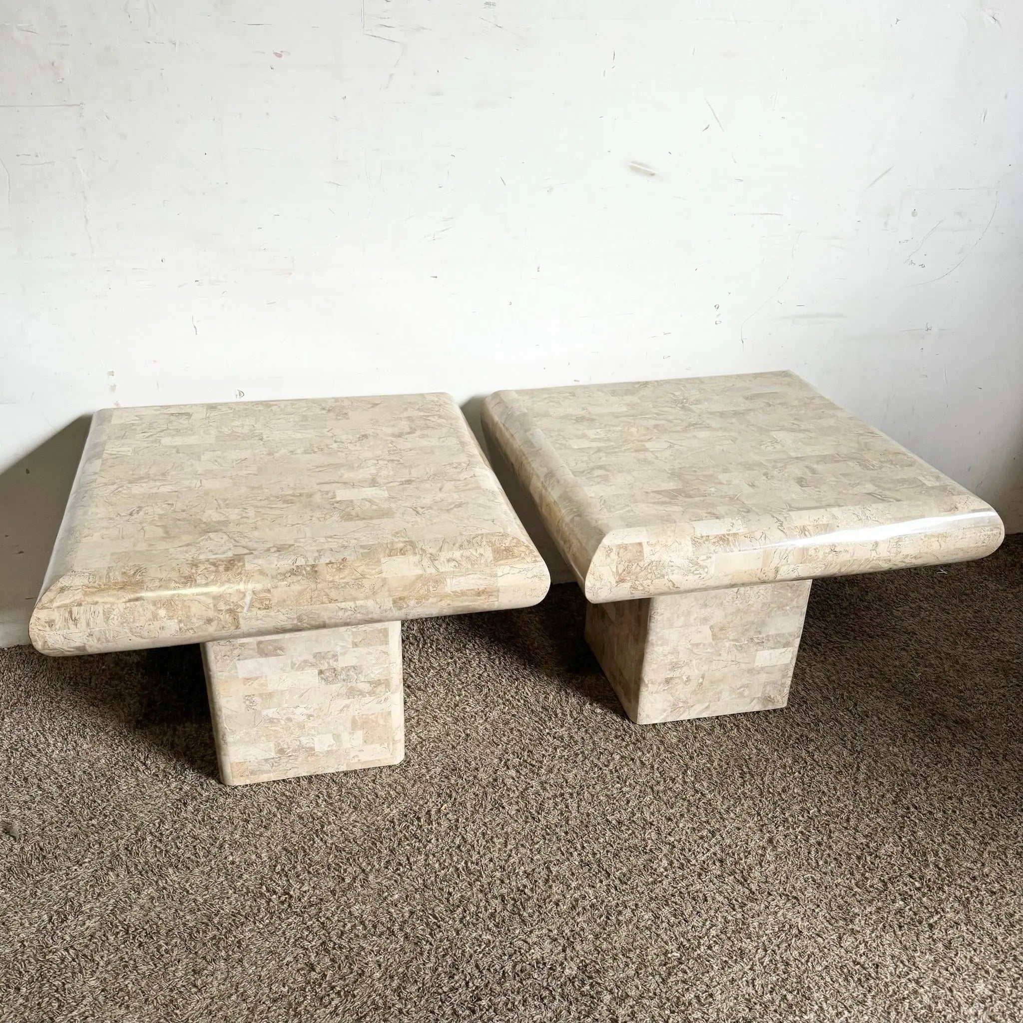 Vintage Furniture Post Modern Side Table Pair Postmodern End Side
