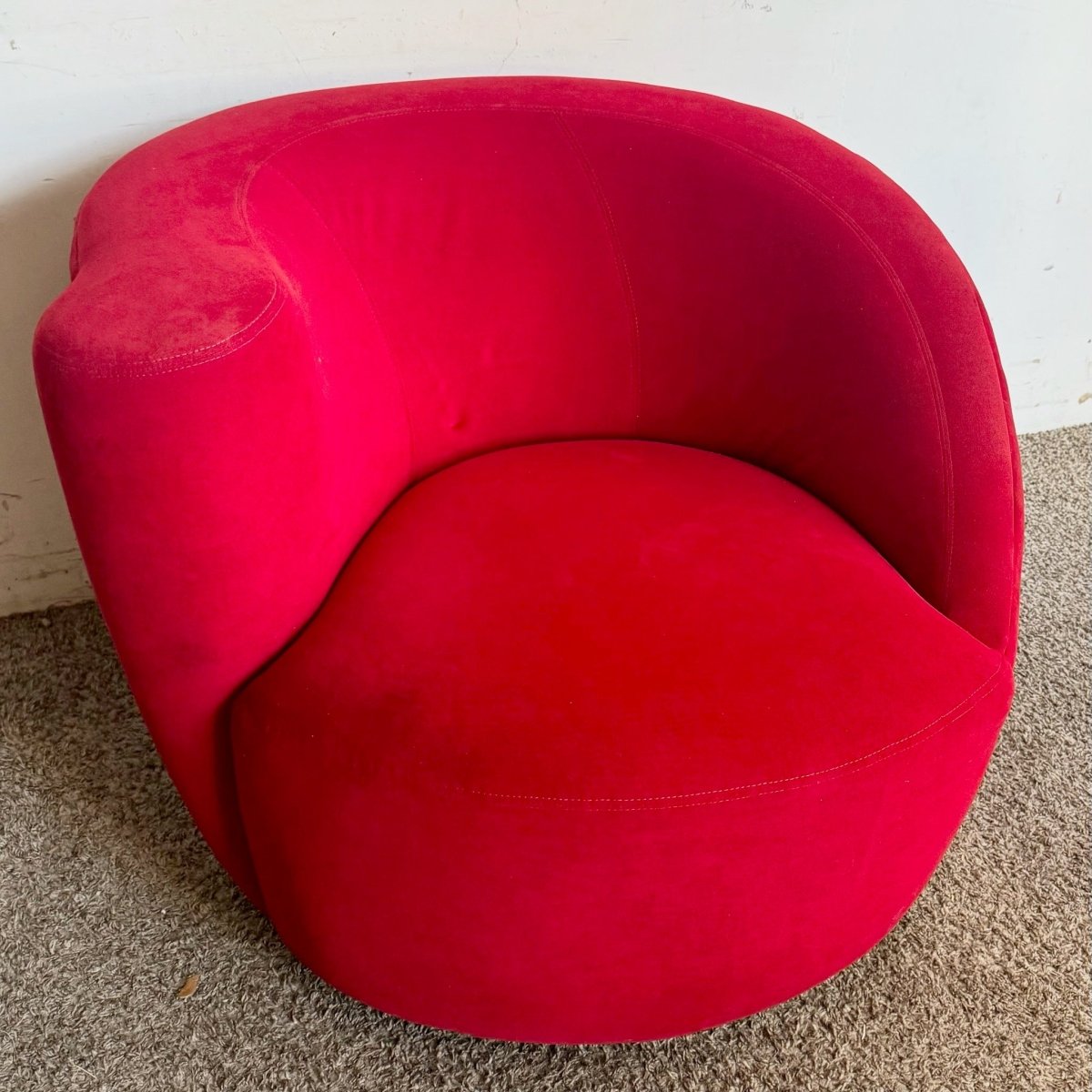 Postmodern Red Fabric Nautilus Swivel Chair - Dolphin & Flamingo