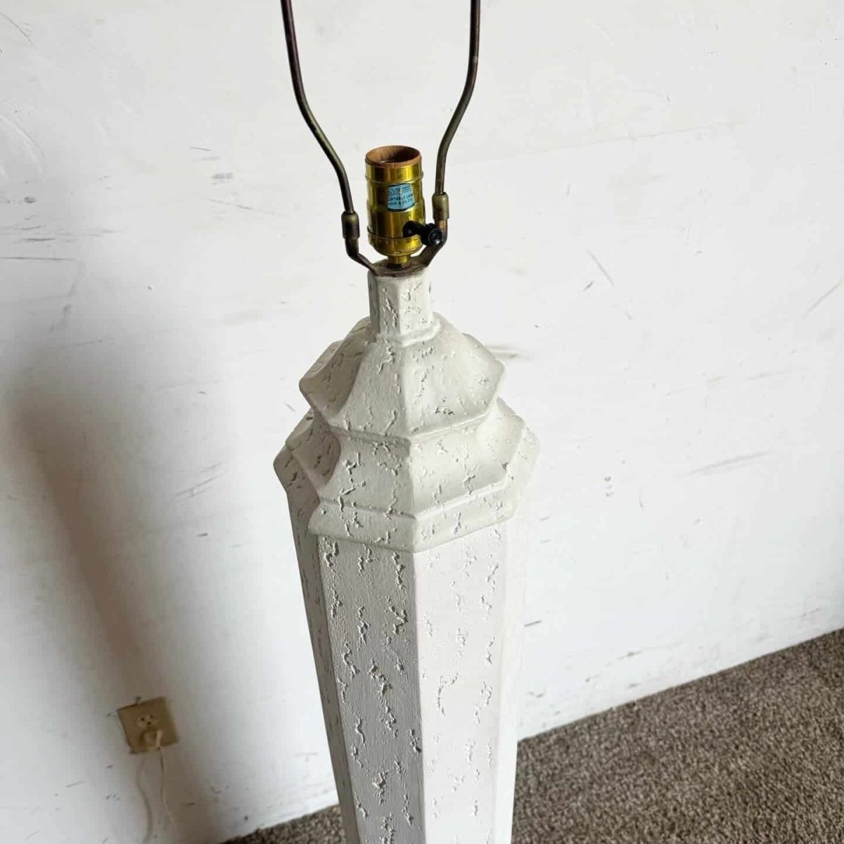 Postmodern Sculpted Off White Plaster Floor Lamp - Dolphin & Flamingo