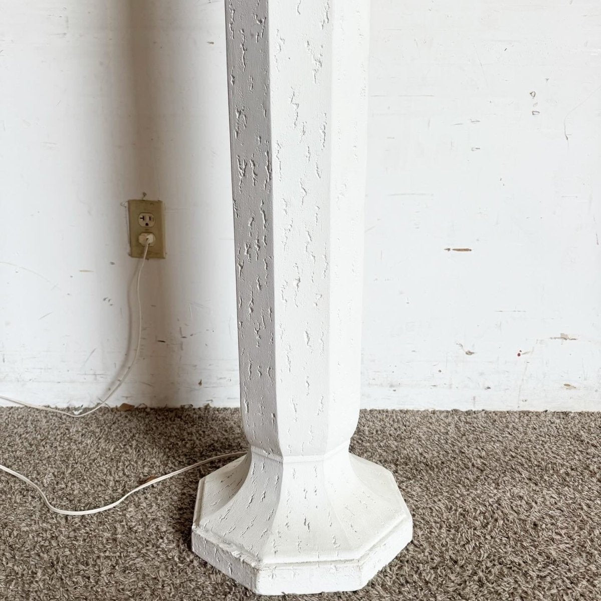 Postmodern Sculpted Off White Plaster Floor Lamp - Dolphin & Flamingo