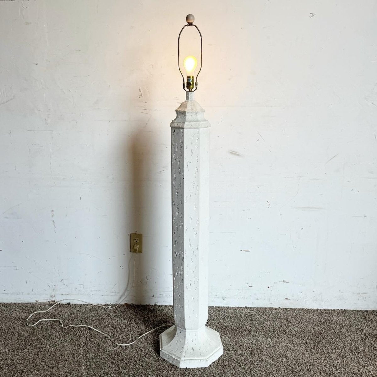 Postmodern Sculpted Off White Plaster Floor Lamp - Dolphin & Flamingo