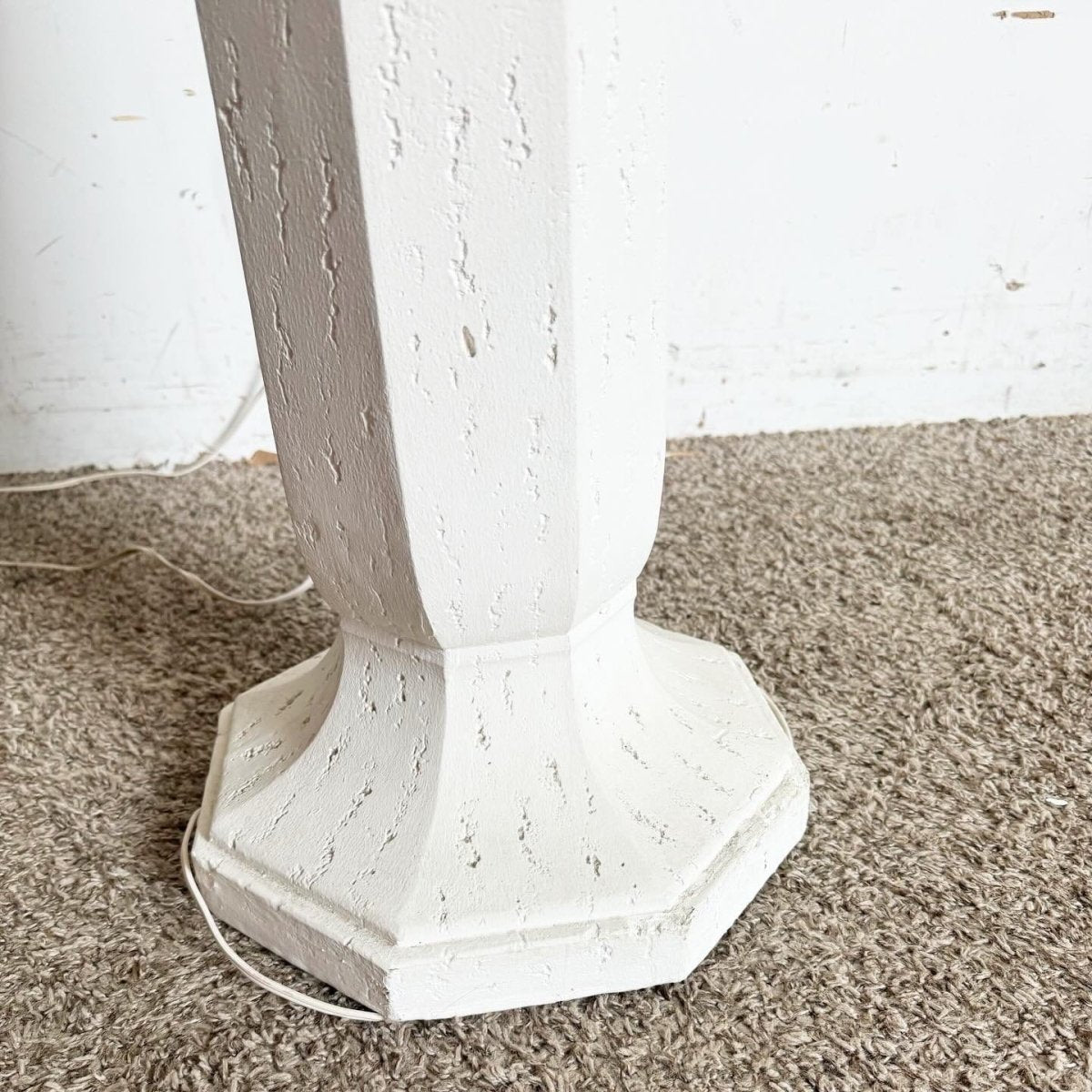 Postmodern Sculpted Off White Plaster Floor Lamp - Dolphin & Flamingo
