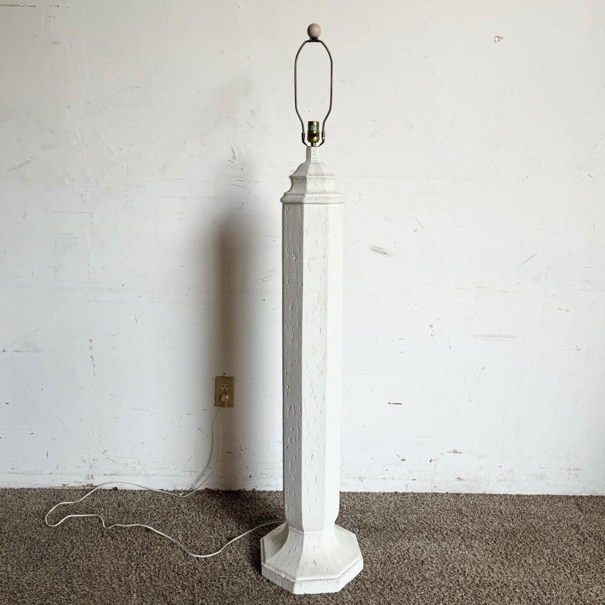 Postmodern Sculpted Off White Plaster Floor Lamp - Dolphin & Flamingo