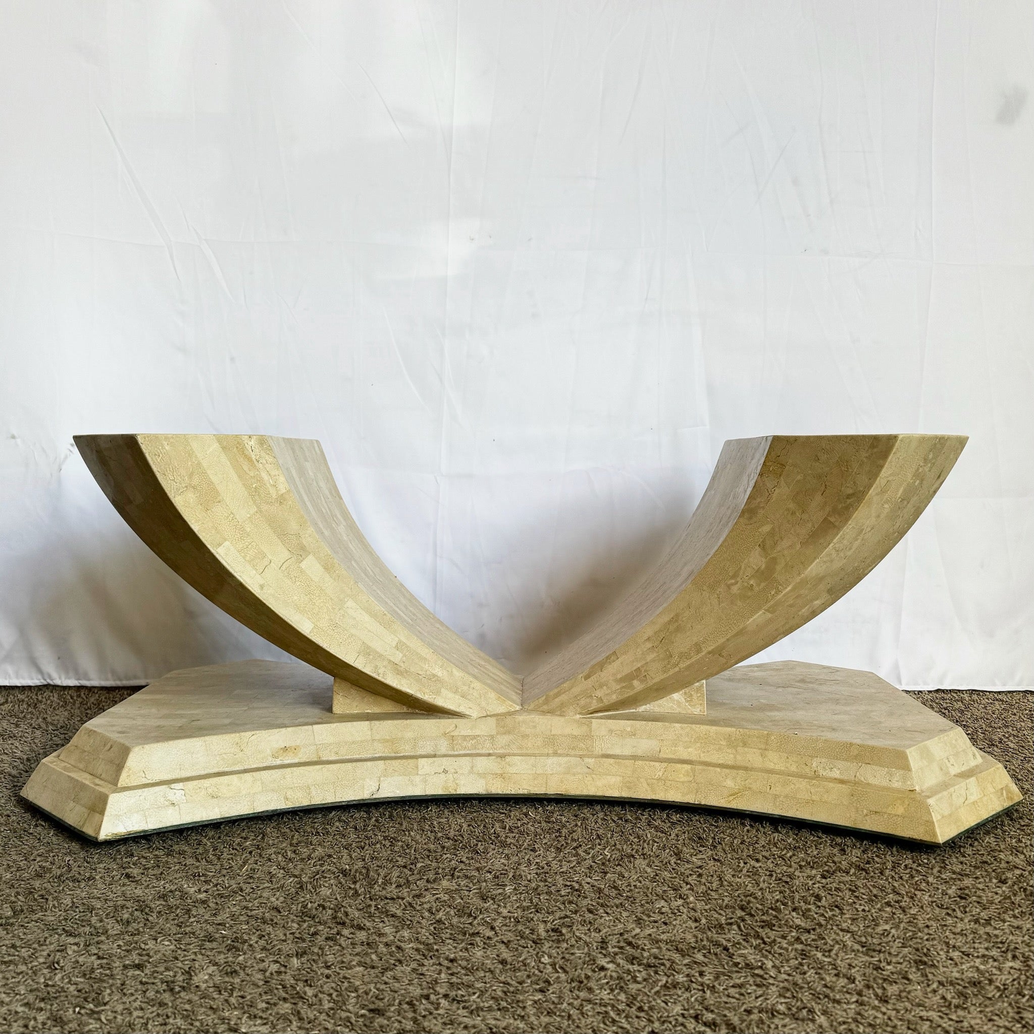 Postmodern Sculpted Tessellated Stone Coffee Table Base - Dolphin & Flamingo