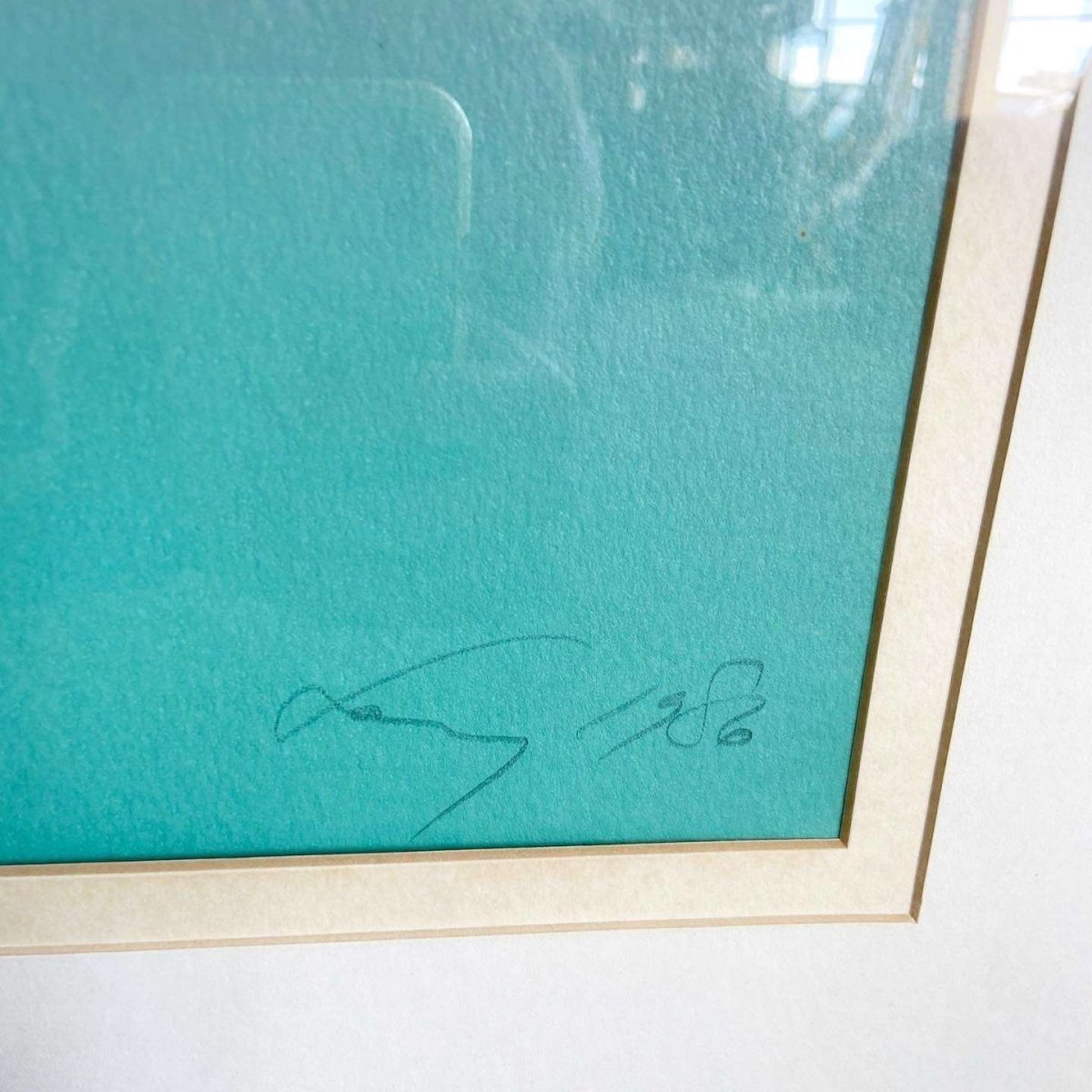 Postmodern Signed and Framed Lithograph Titled “Shell” - Dolphin & Flamingo