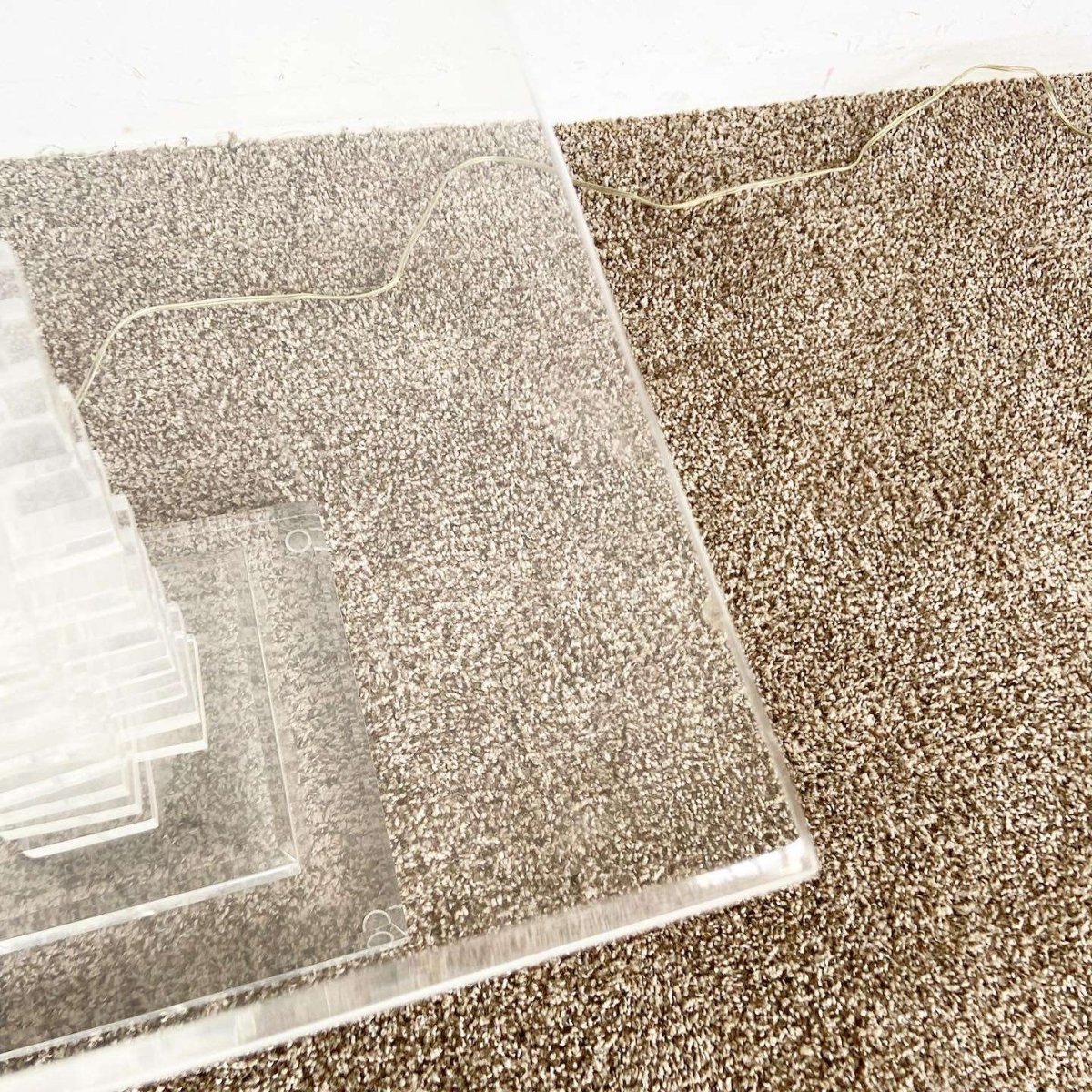 Postmodern Stacked Lucite Floor Lamp/Side Table - Dolphin & Flamingo