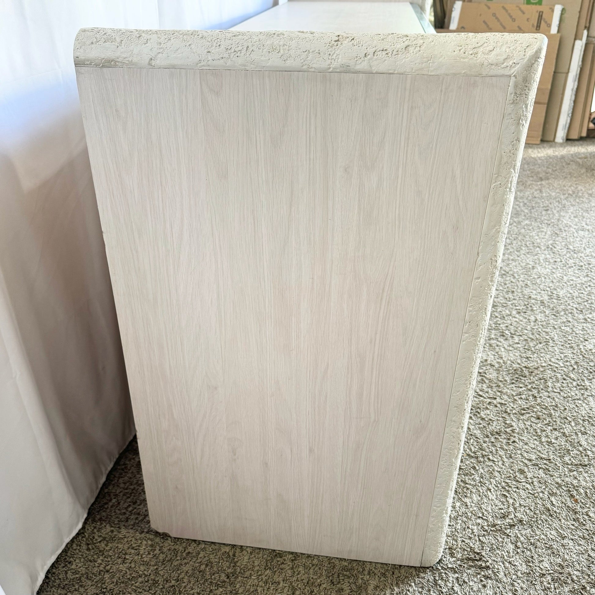 Postmodern Stucco Wood Grain Laminate Credenza - Dolphin & Flamingo