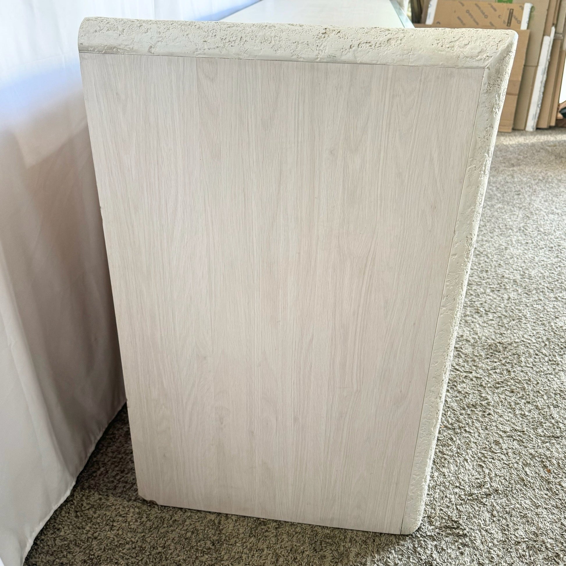Postmodern Stucco Wood Grain Laminate Credenza - Dolphin & Flamingo