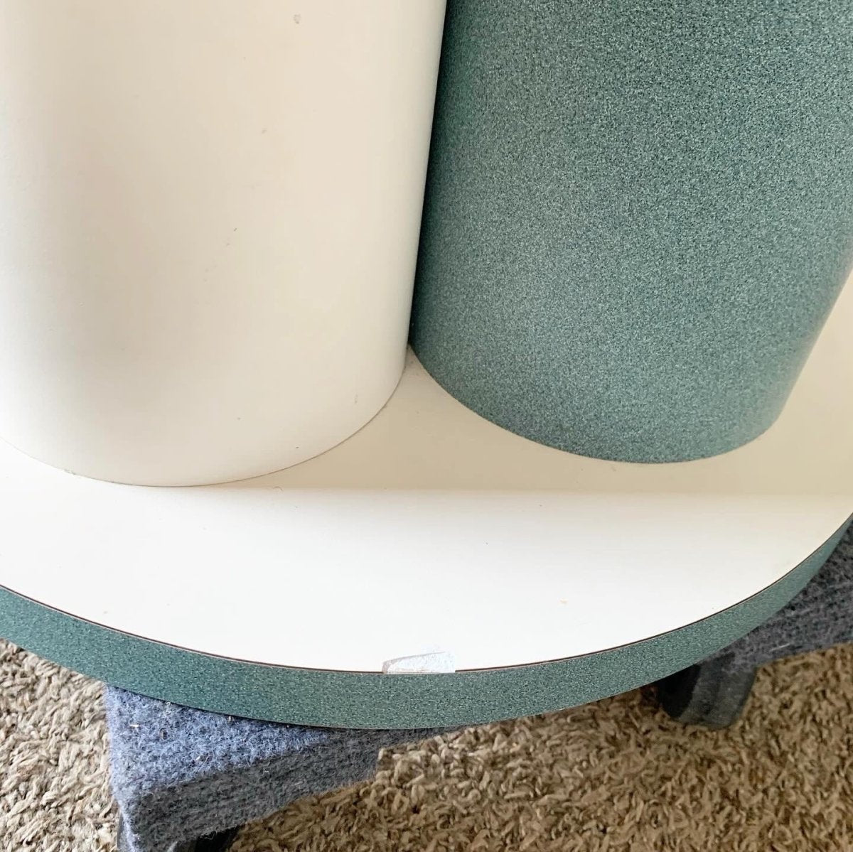 Postmodern Teal and White Laminate Dining Table - Dolphin & Flamingo