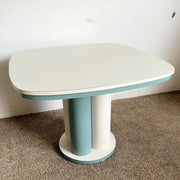 Postmodern Teal and White Laminate Dining Table - Dolphin & Flamingo