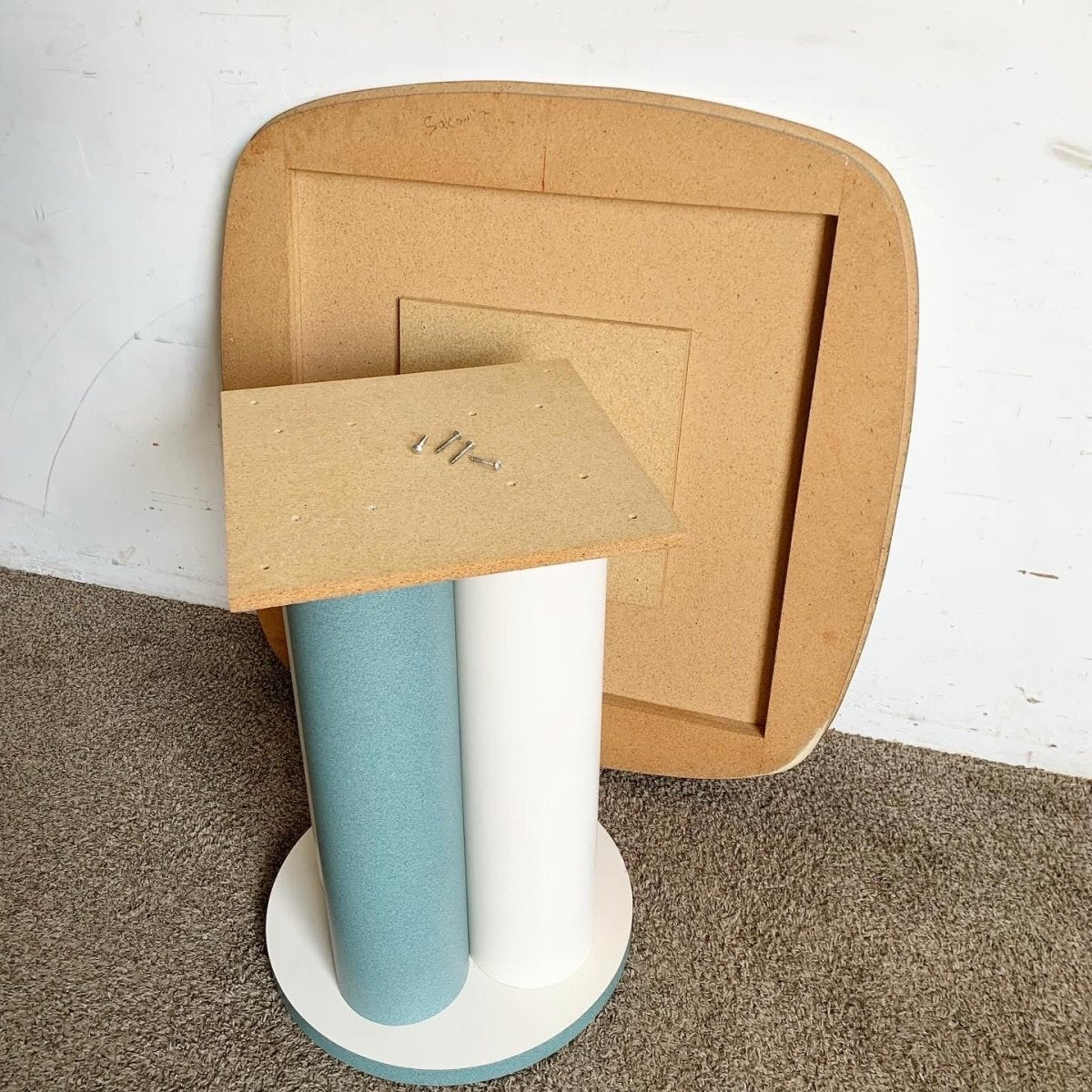Postmodern Teal and White Laminate Dining Table - Dolphin & Flamingo