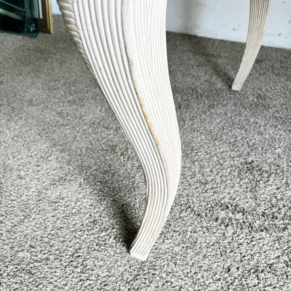 Postmodern Tessellated Stone, Brass, and Pencil Reed Dining Table - Dolphin & Flamingo