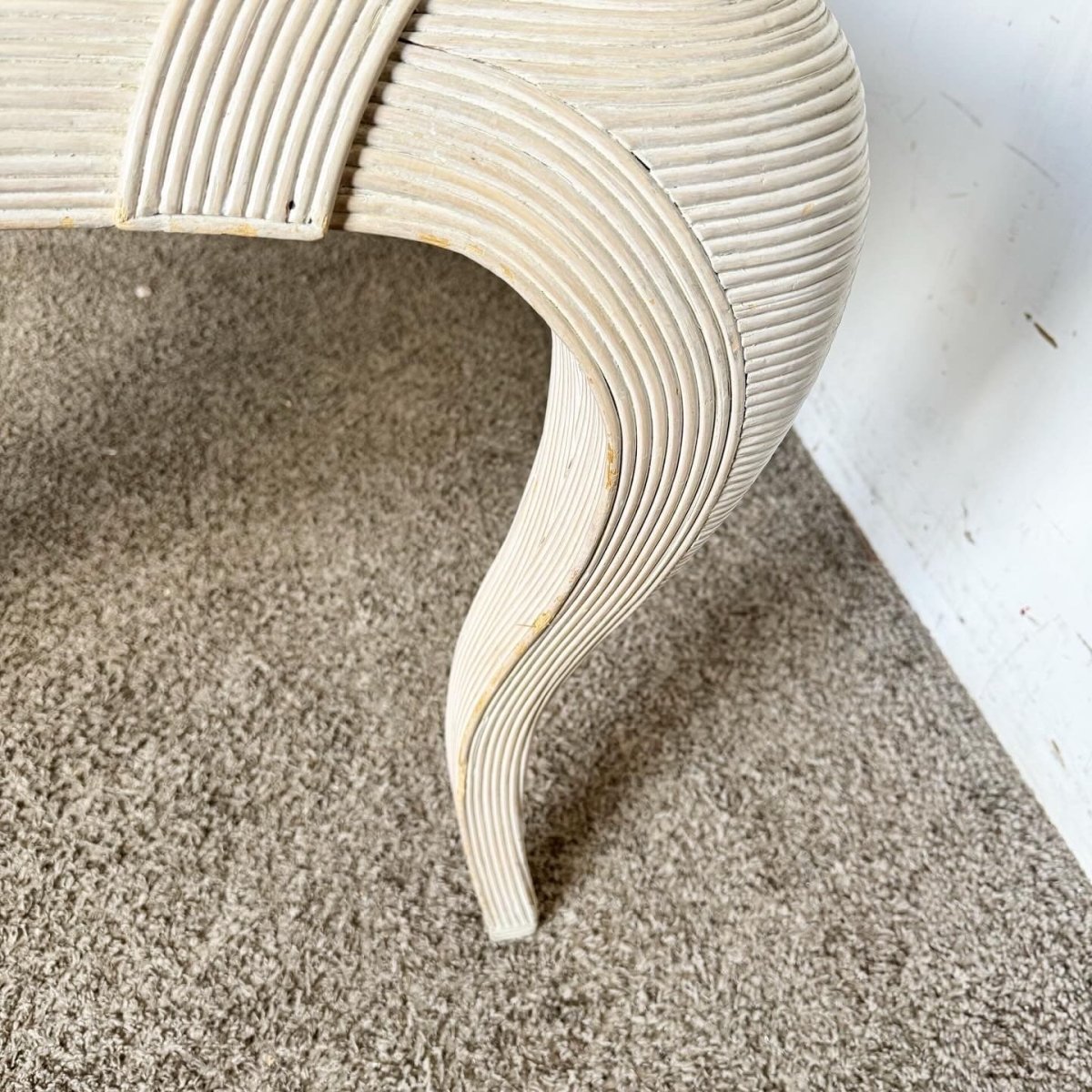 Postmodern Tessellated Stone, Brass, and Pencil Reed Dining Table - Dolphin & Flamingo
