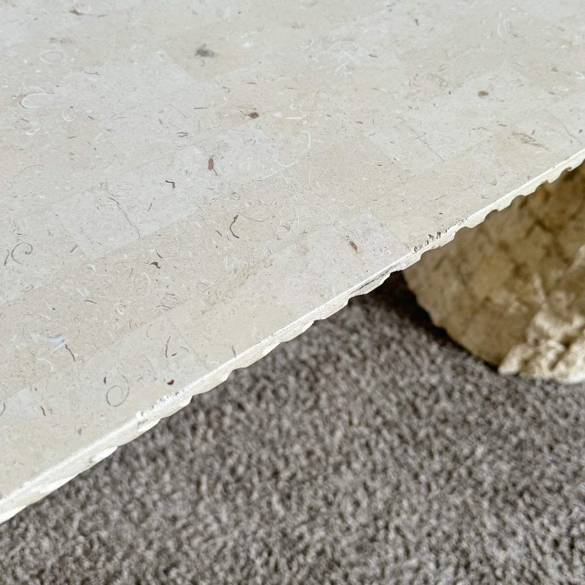Postmodern Tessellated Stone Waterfall Console Table, Maitland - Smith Style - Dolphin & Flamingo