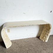 Postmodern Tessellated Stone Waterfall Console Table, Maitland - Smith Style - Dolphin & Flamingo