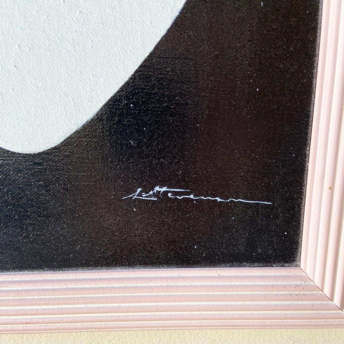 Postmodern/Chinoiserie Framed and Signed Oil Painting of Lady With Fan - Dolphin & Flamingo