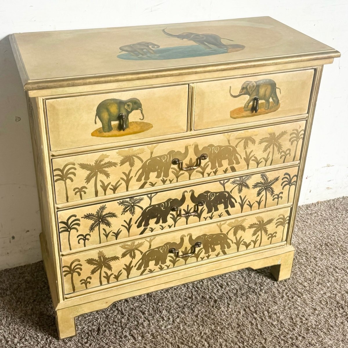 Regency Chest of Drawers With Hand Painted Elephants - Dolphin & Flamingo