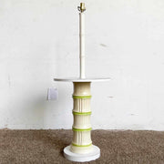 Regency Faux Bamboo Ceramic and Wood Floor Lamp/Side Table - Dolphin & Flamingo