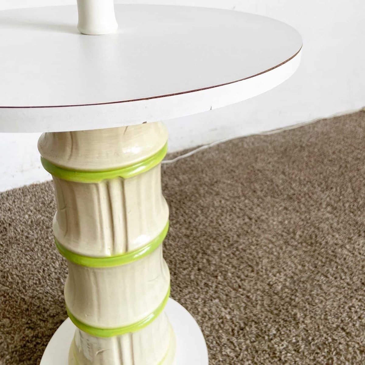 Regency Faux Bamboo Ceramic and Wood Floor Lamp/Side Table - Dolphin & Flamingo