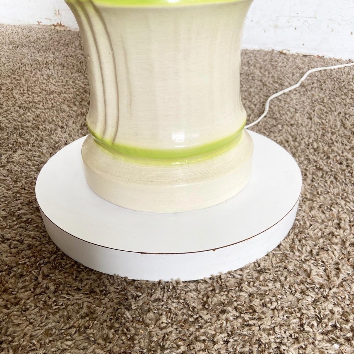 Regency Faux Bamboo Ceramic and Wood Floor Lamp/Side Table - Dolphin & Flamingo