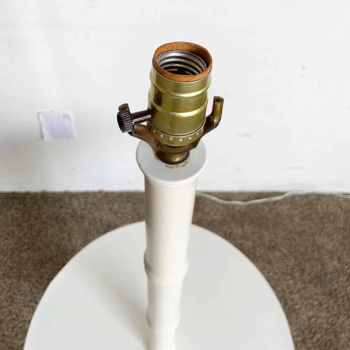 Regency Faux Bamboo Ceramic and Wood Floor Lamp/Side Table - Dolphin & Flamingo