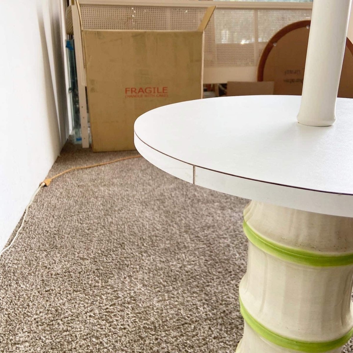 Regency Faux Bamboo Ceramic and Wood Floor Lamp/Side Table - Dolphin & Flamingo