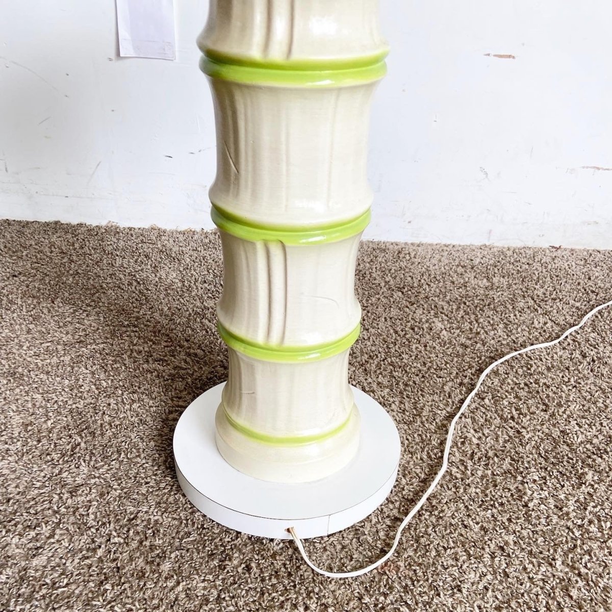 Regency Faux Bamboo Ceramic and Wood Floor Lamp/Side Table - Dolphin & Flamingo