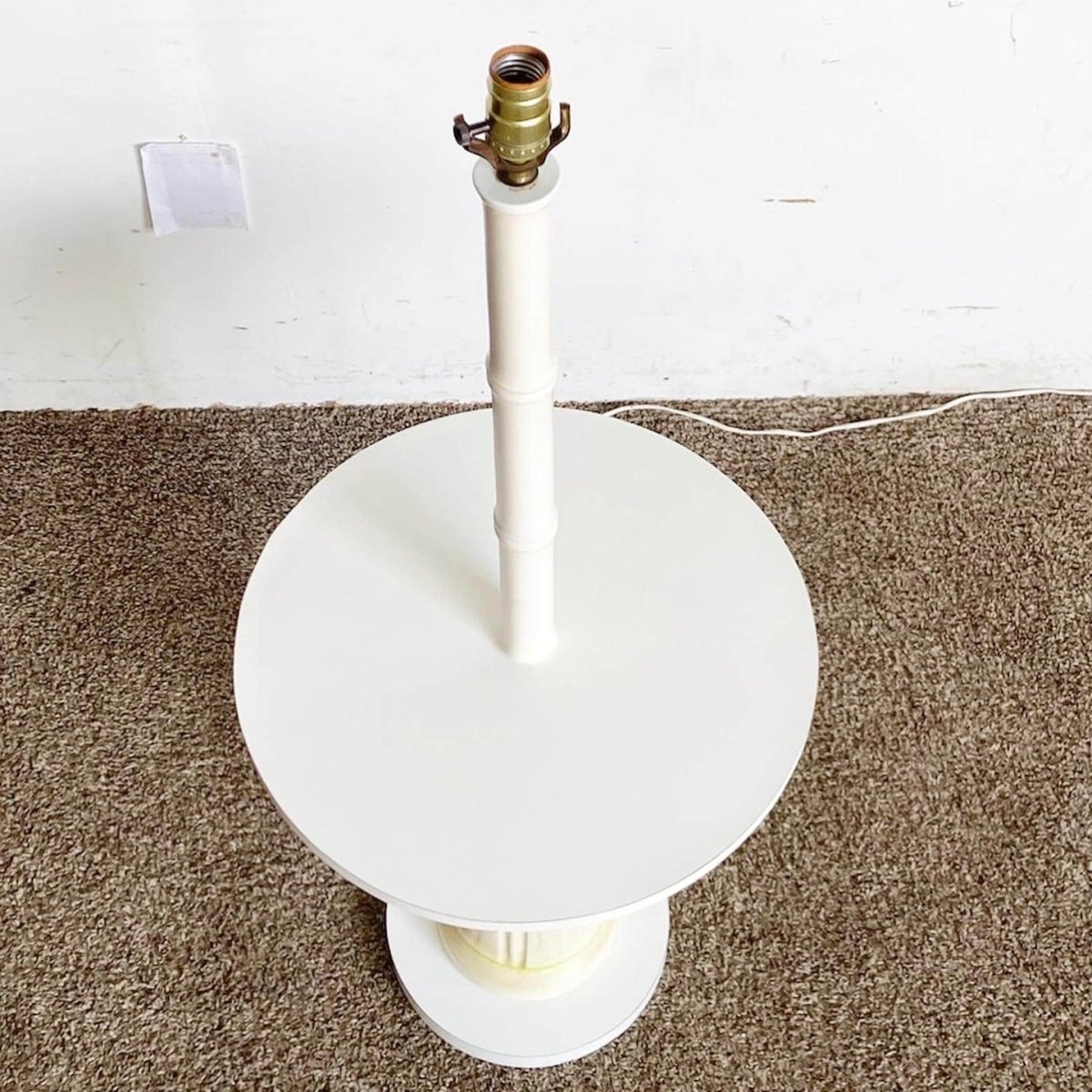 Regency Faux Bamboo Ceramic and Wood Floor Lamp/Side Table - Dolphin & Flamingo