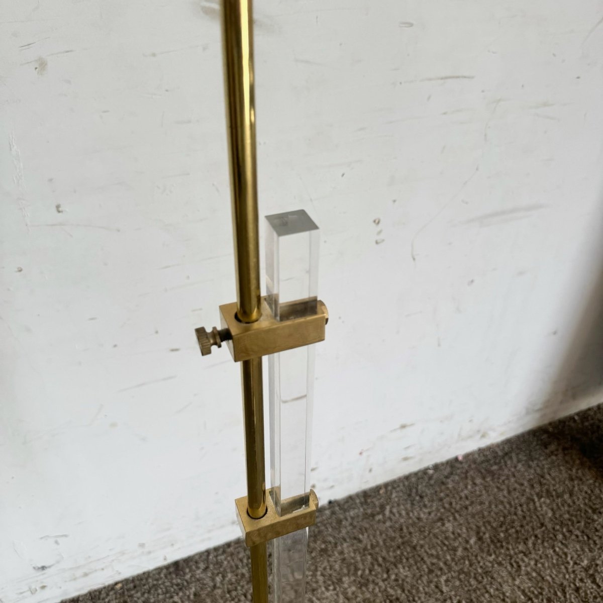 Regency Lucite and Gold Floor Lamp - Dolphin & Flamingo